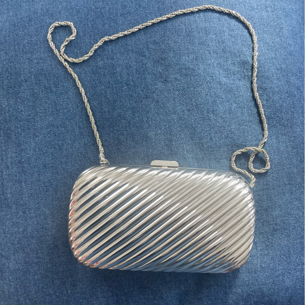 Saks Fifth Avenue Metallic Silver Clutch